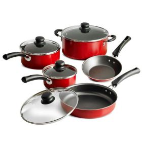 9-Piece Non-Stick Cookware Set (Color: Red)